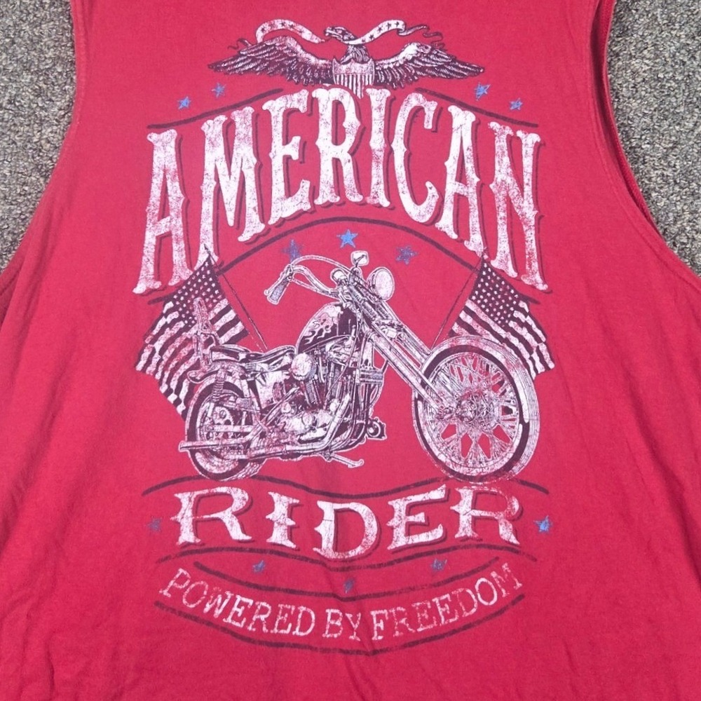 American Rider Muscle Tank Men XL Red Chopper Biker Graphic Sleeveless Tee